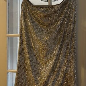 Shimmering Silver Ann Taylor Sequin Midi Skirt- 16P
